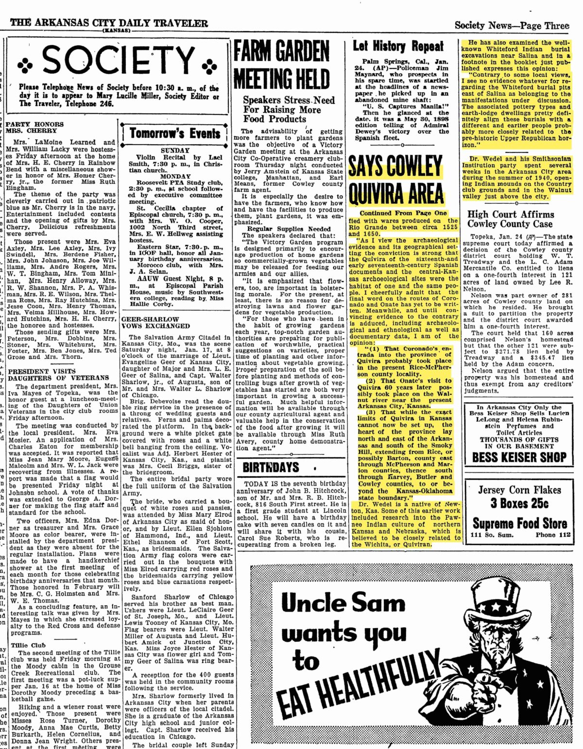 The Arkansas City Daily Traveler 1/24/1942 pg. 3